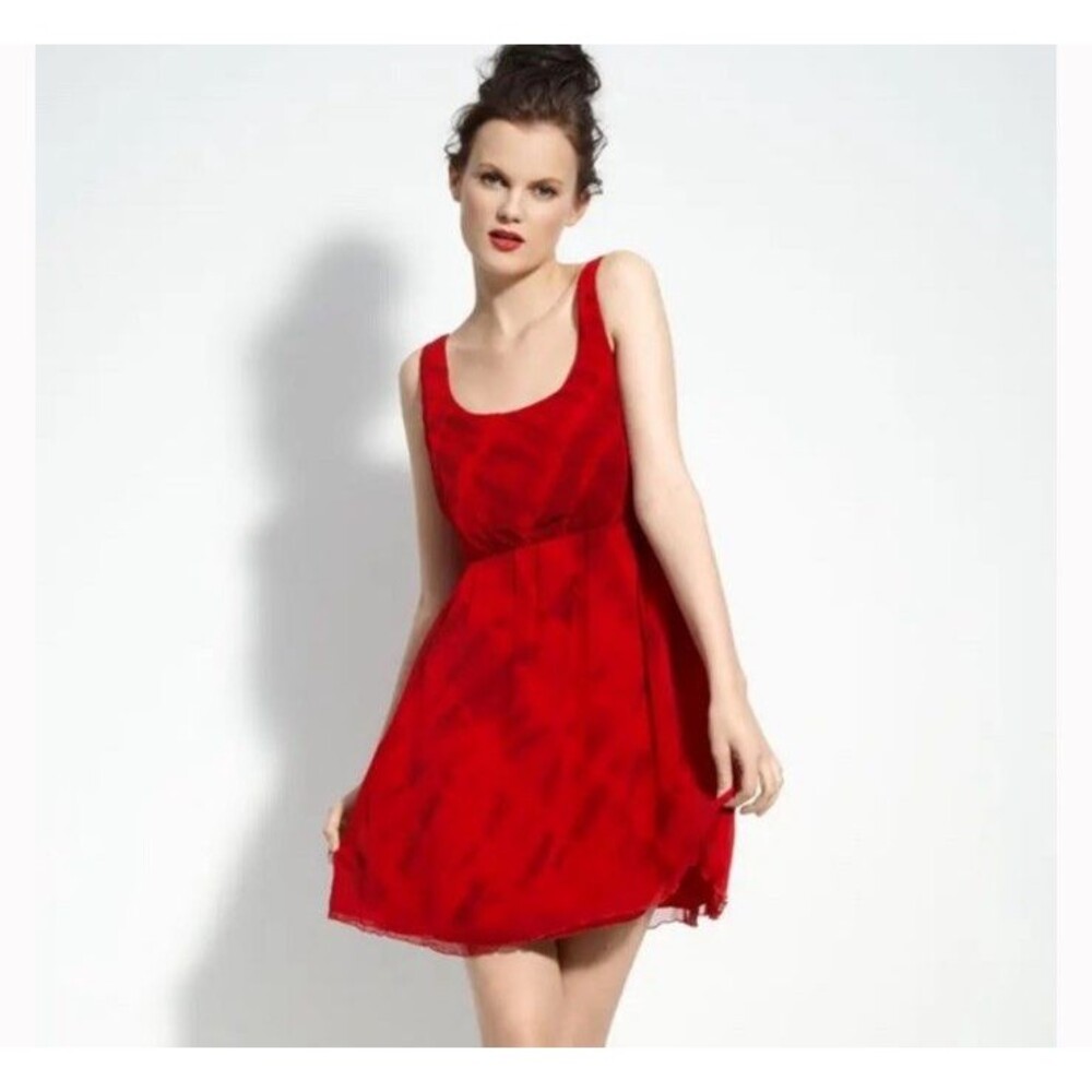 Alice + Olivia Cabella Red Tie Dye Silk Dress Size Small Mini Sleeveless